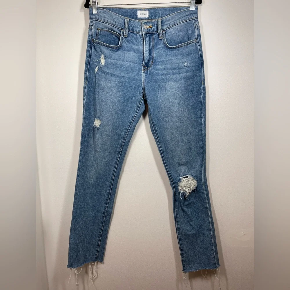 HUDSON Jeans Men’s Size 30 Ace Skinny-Fit Distressed Blue Medium‎ Wash